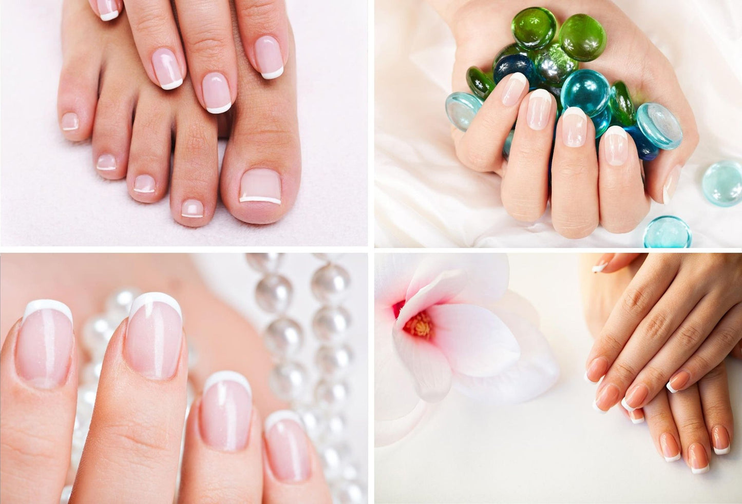 French Short False Fake Nail Art Tips White Acrylic UV Gel Wrap Edge with hands
