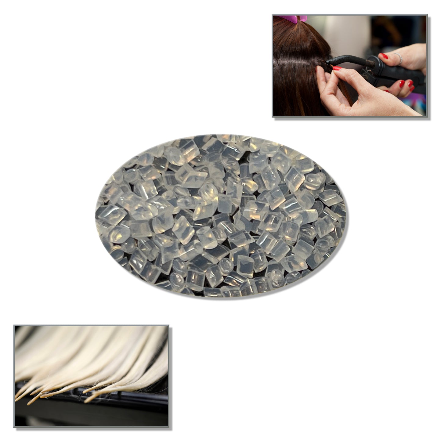 Clear Italian Keratin Fusion Glue Beads Pellets Granules Transparent Tips for I/Tip Hair Extensions application